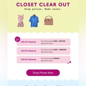 Huge Savings on Shipping Reduced shipping -closet clear out